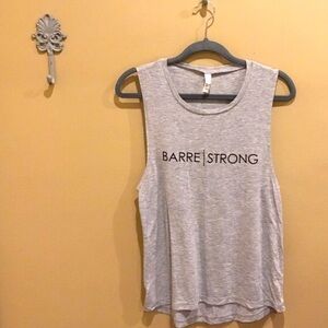 'Barre Strong' Gray Muscle Tee | Athletic Workout Top